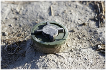A landmine. Afghanistan is covered with metal scraps and live munitions from 20 years of fighting. 