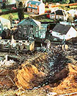 Photo: Damage caused in Lockerbie by the crash of Pan Am flight 103